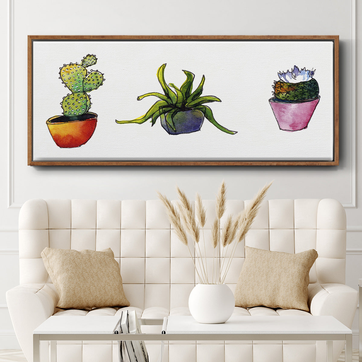 Vibing Succulents I - Floater Framed Canvas Print