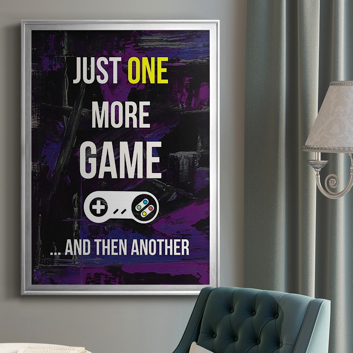 Gamer at Play II - Modern Framed Canvas Print