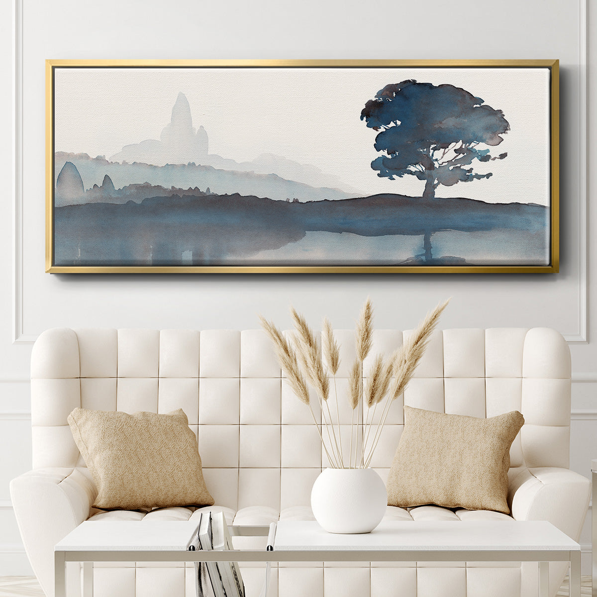 Serene Silhouette II - Floater Framed Canvas Print