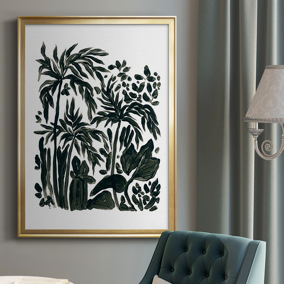 Ink Jungle III - Modern Framed Canvas Print