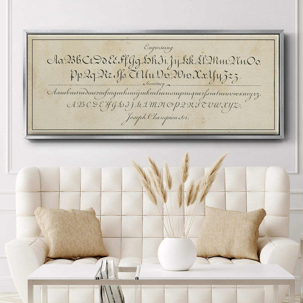 Manuscript Sampler V - Floater Framed Canvas Print