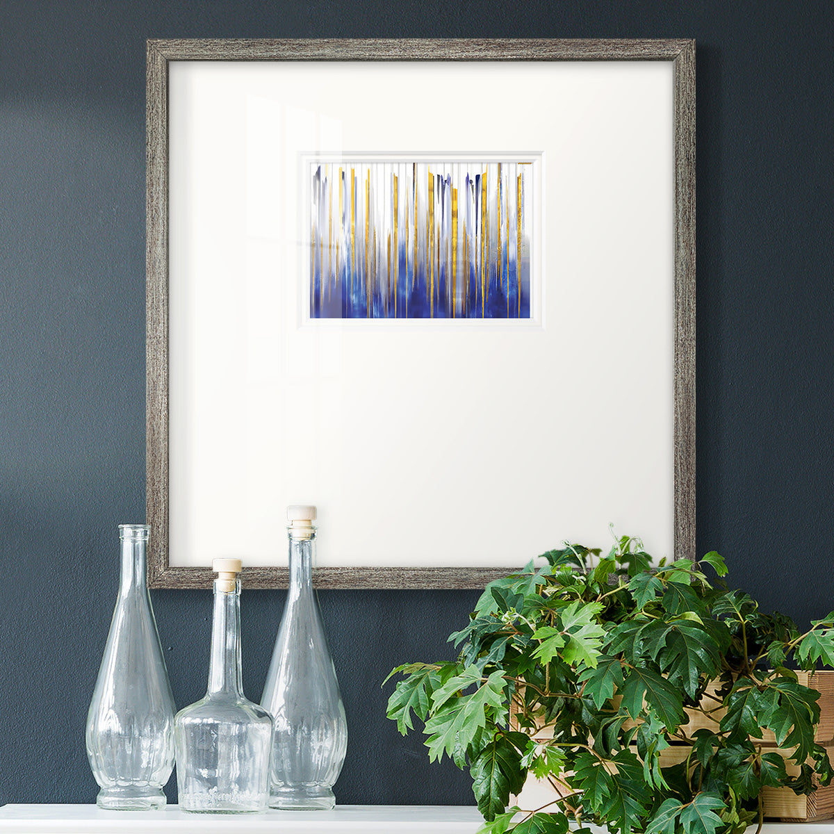 Blue and Gold Abstract V - Double Matboard Framed Print