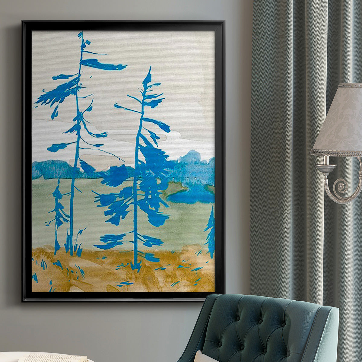 Cerulean Spruce I - Modern Framed Canvas Print