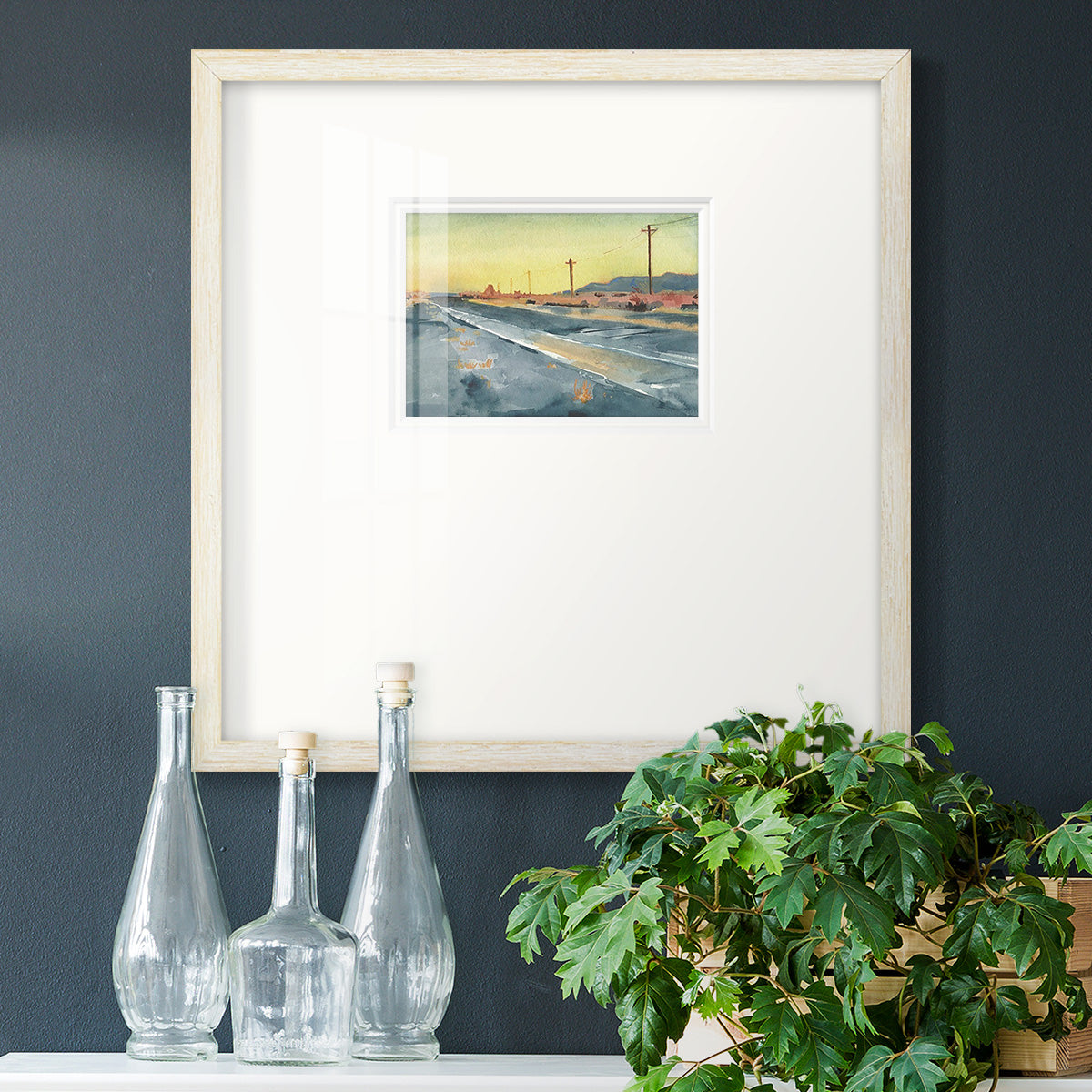 Deserted Highway I Premium Framed Print Double Matboard