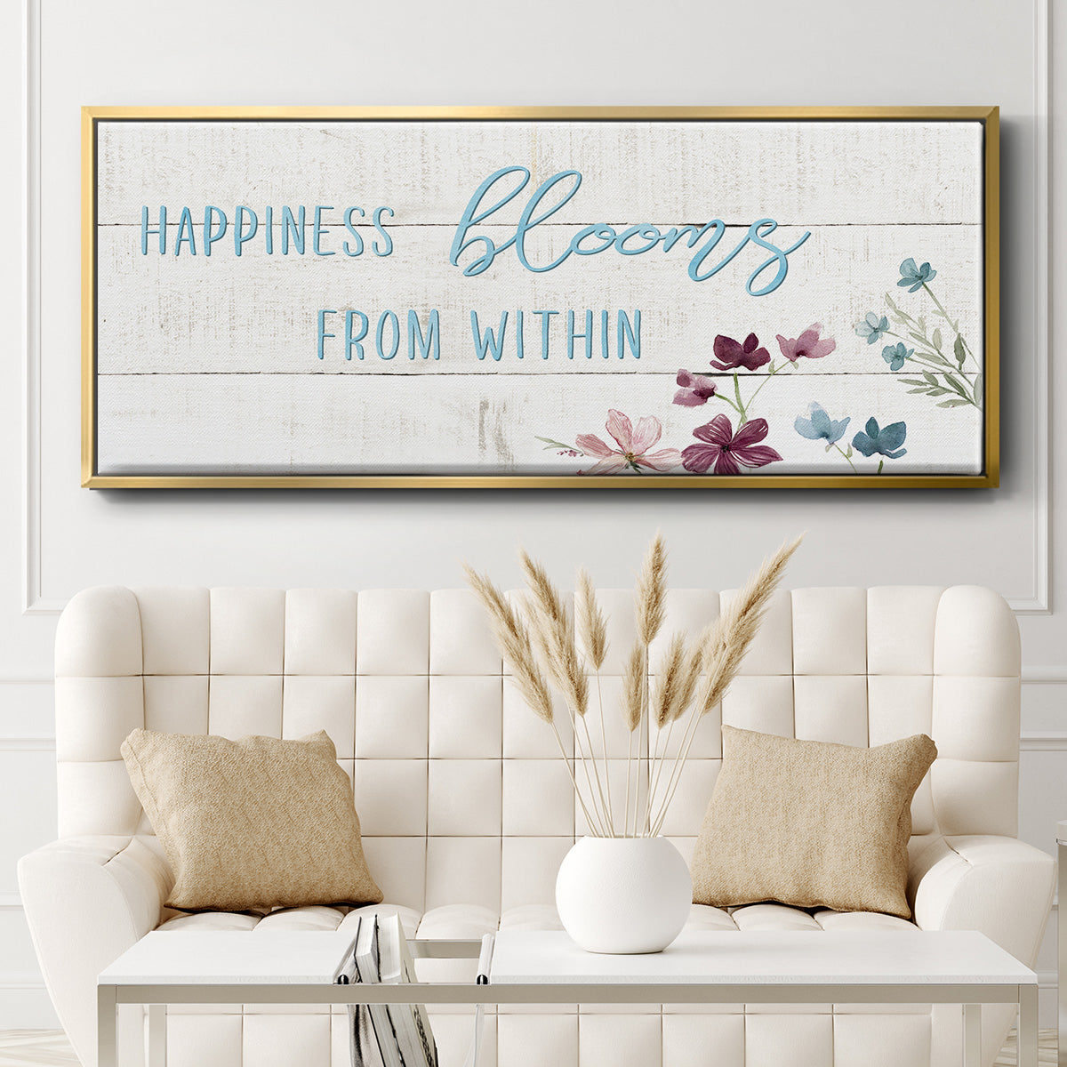 Happiness Blooms - Floater Framed Canvas Print
