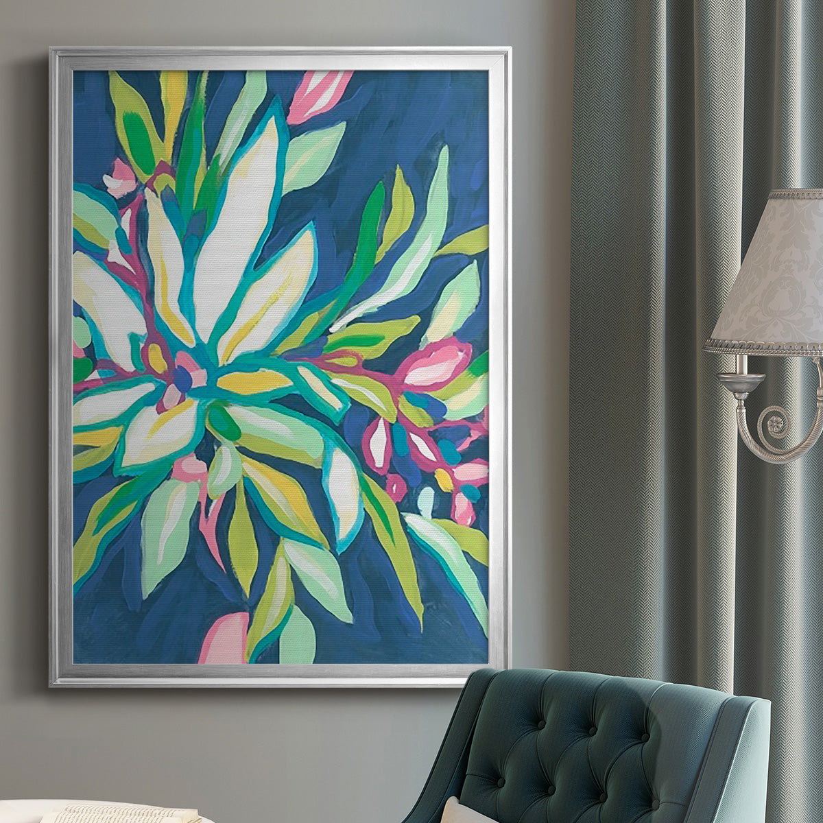 Blue Tropics I - Modern Framed Canvas Print