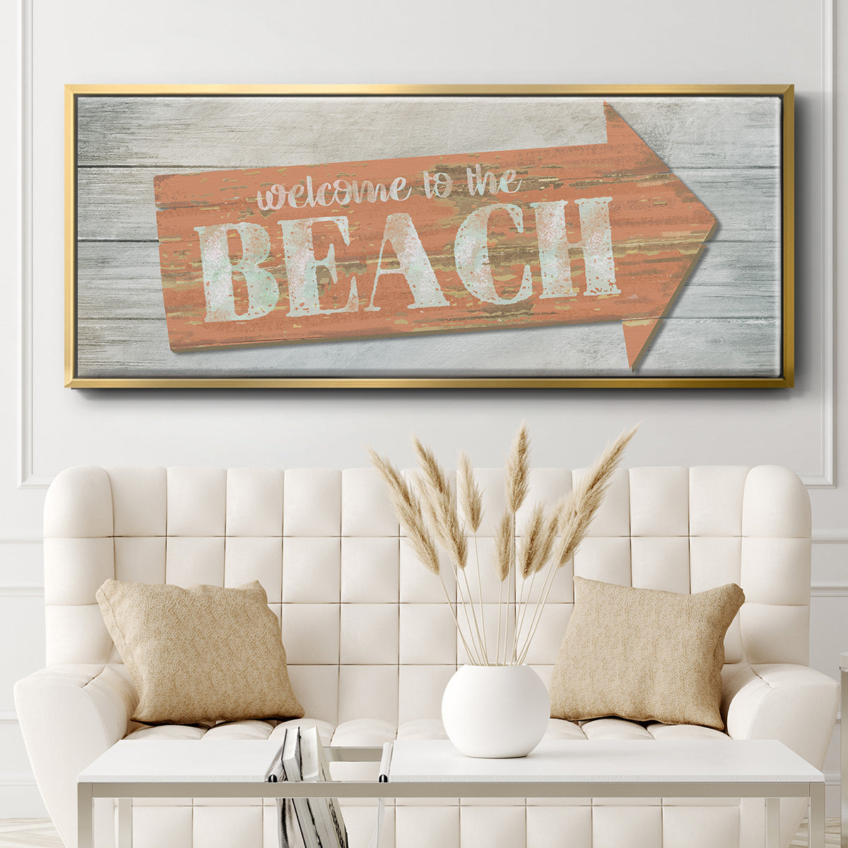 Welcome to the Beach - Floater Framed Canvas Print