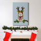 Christmas Fluffy Owl and Antlers - Gallery Wrapped Canvas