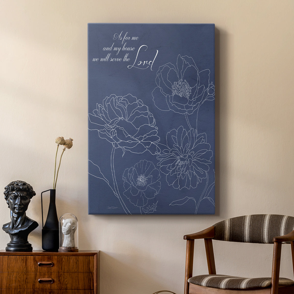 Serve the Lord Floral Sketch - Canvas Art Print