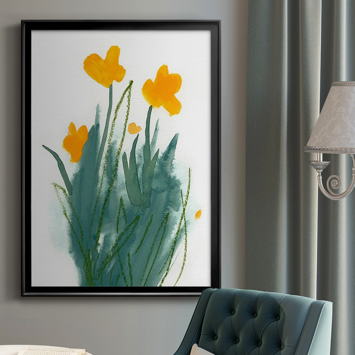 Daffodil Bunch I - Modern Framed Canvas Print