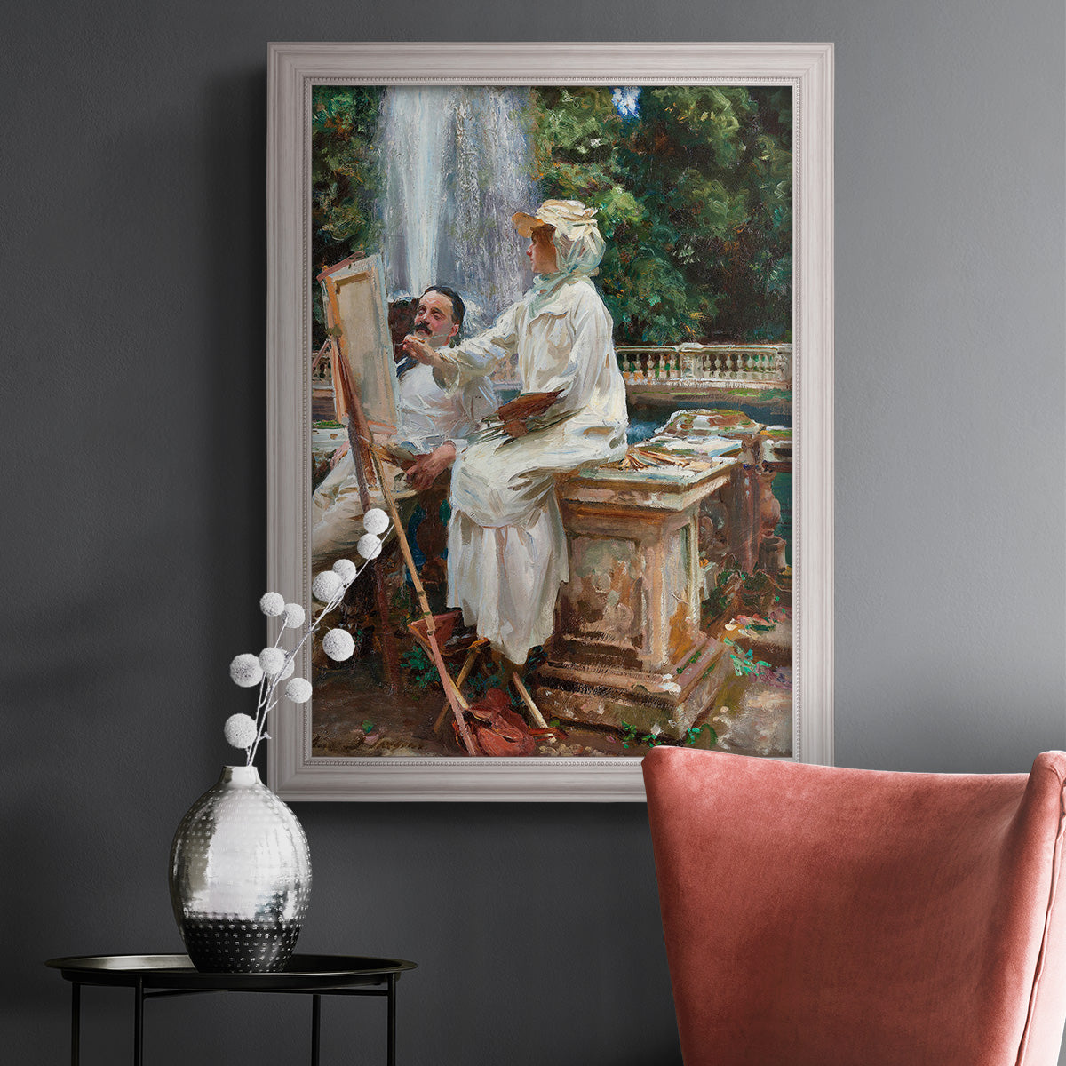 The Fountain Villa Torlonia, Frascati, Italy - Ornate Framed Canvas Print