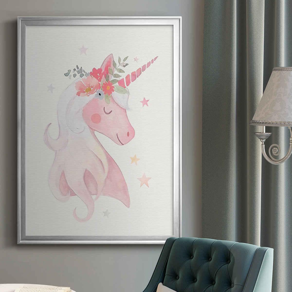 Sweet Unicorn II - Modern Framed Canvas Print