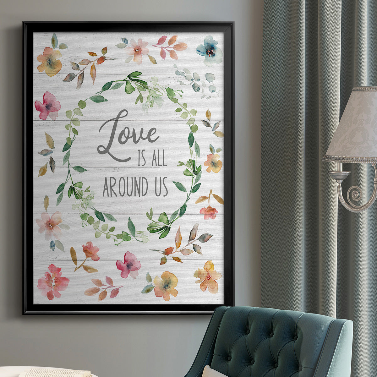 Love is All Around Us - Modern Framed Canvas Print