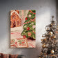 Manger of Tinsel-Gold Wreath - Canvas Art Print