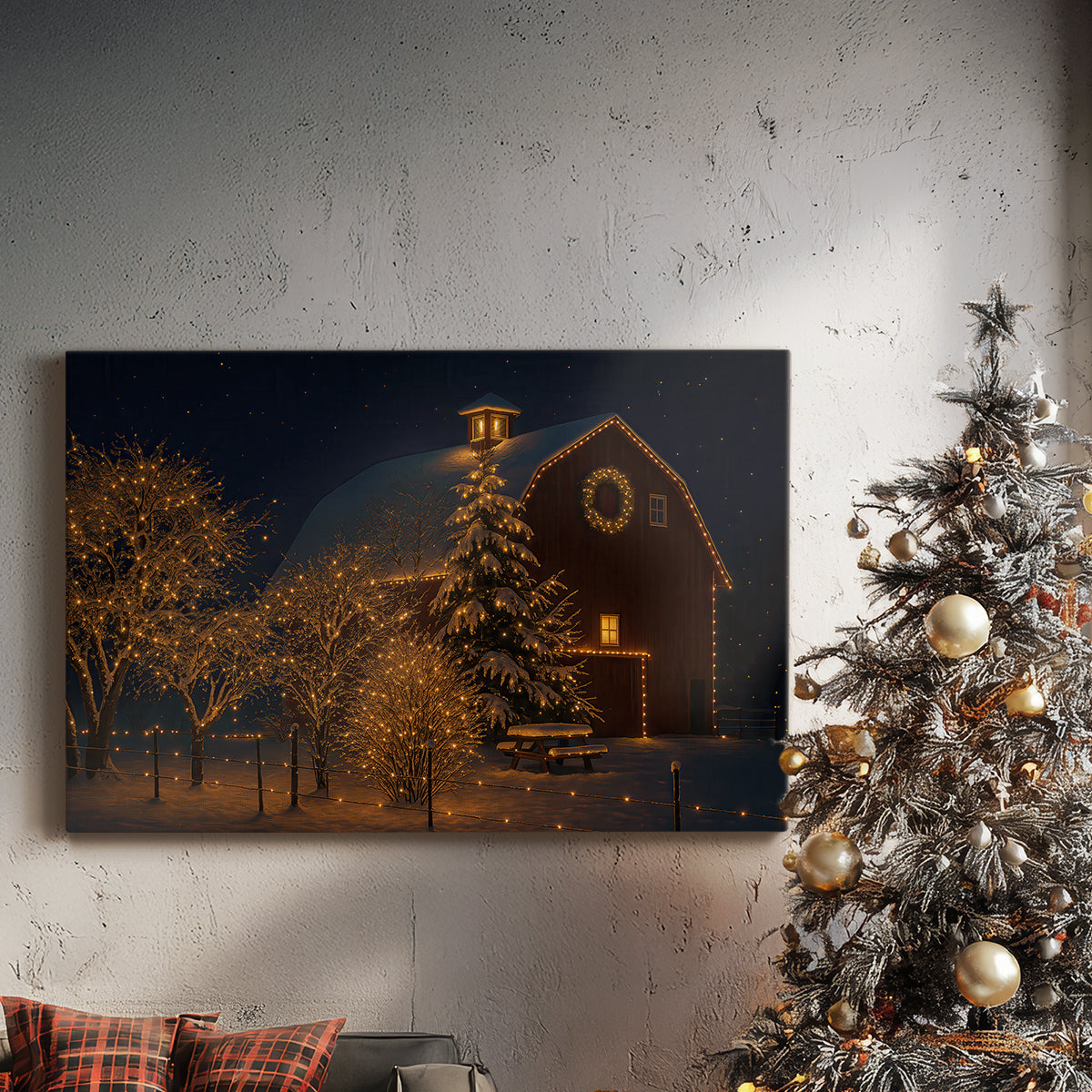 Warm Lantern Snow Blessing - Canvas Art Print