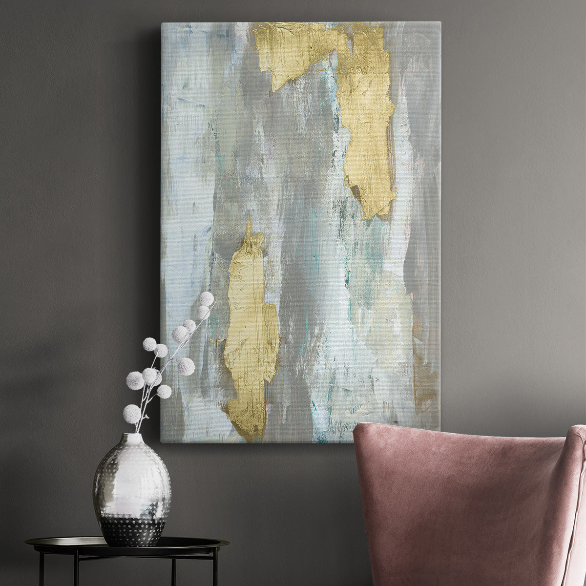 Textured Neutrals & Gold I Premium Gallery Wrapped Canvas - Ready to Hang