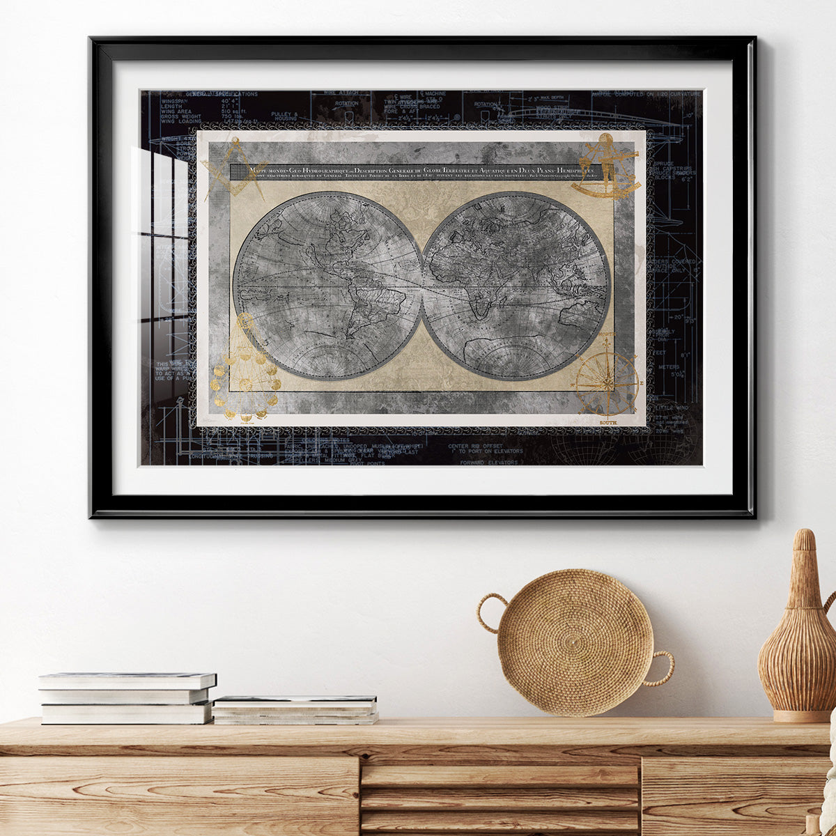 Night World Blueprint Premium Framed Print - Ready to Hang