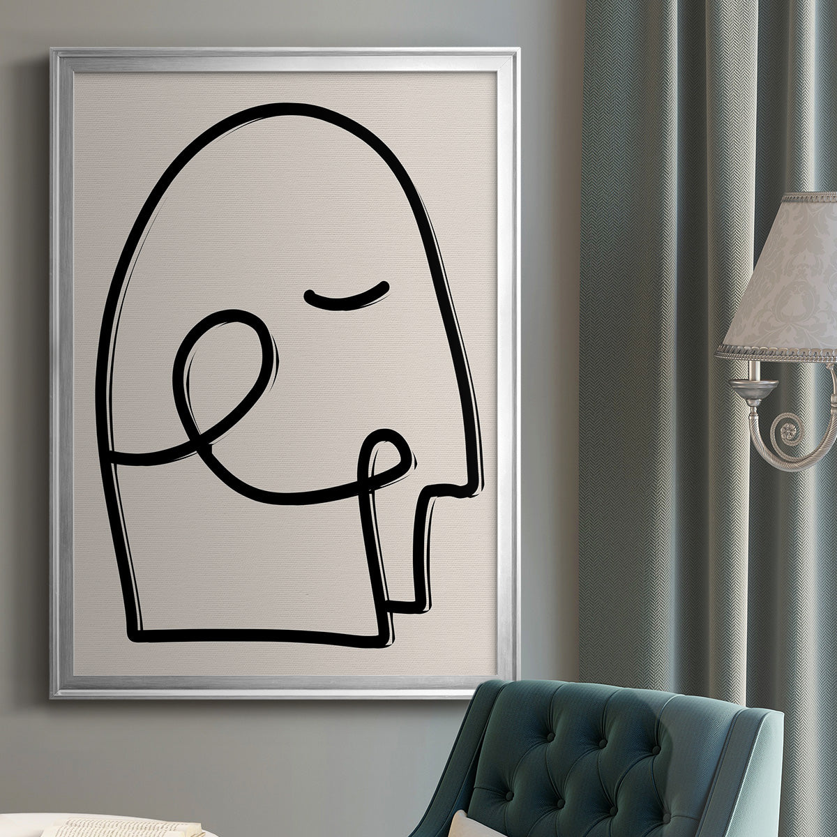 Face It I - Modern Framed Canvas Print