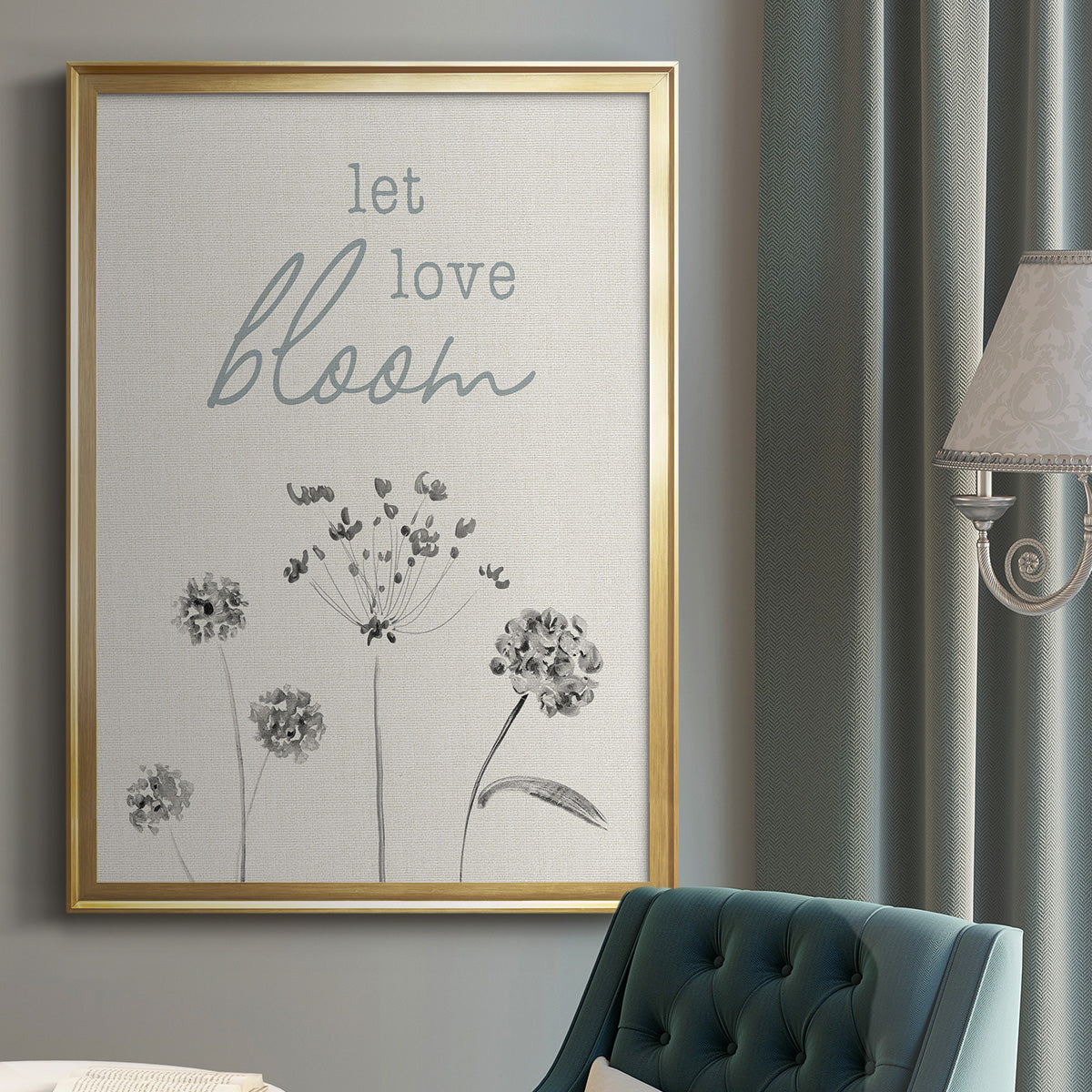 Let Love Bloom - Modern Framed Canvas Print