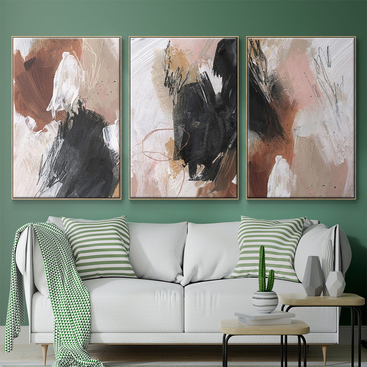 Unbleached Neutrals I - Framed Premium Gallery Wrapped Canvas L Frame 3 Piece Set - Ready to Hang