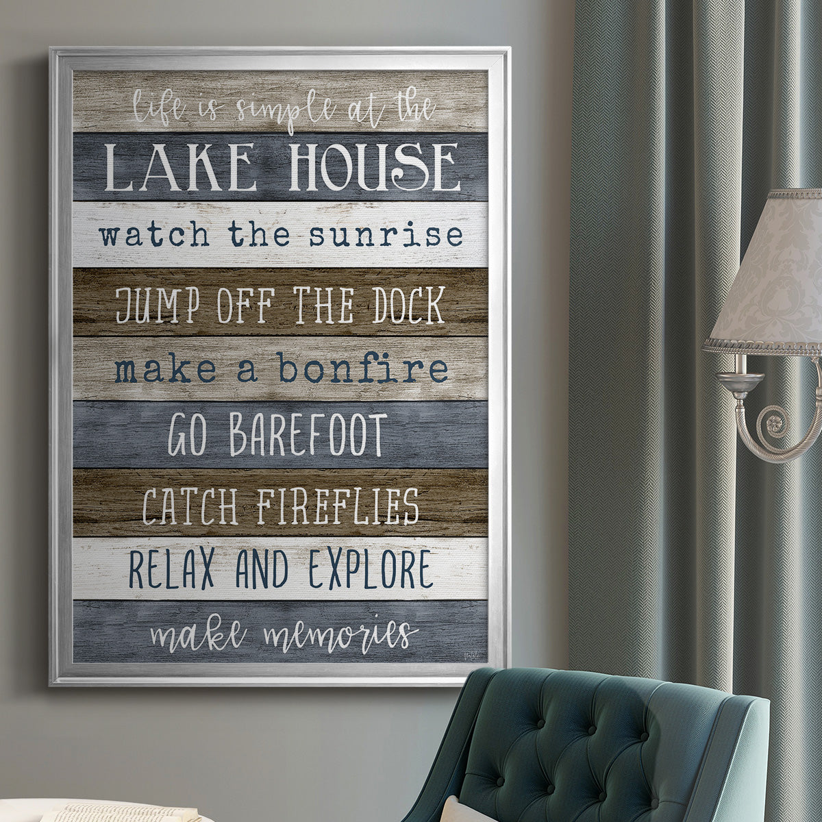 Simple Lake Rules - Modern Framed Canvas Print