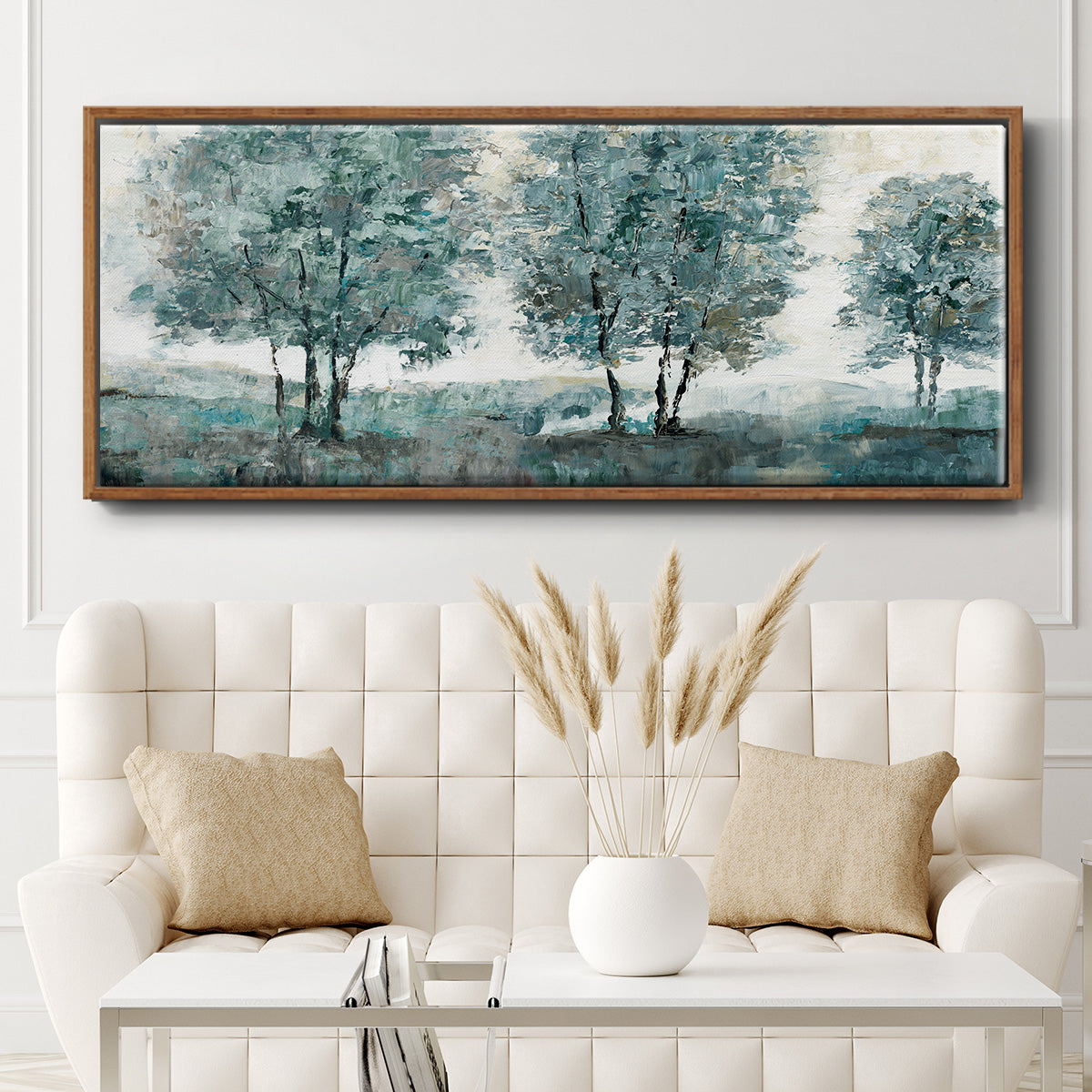 Teal Sentinel - Floater Framed Canvas Print