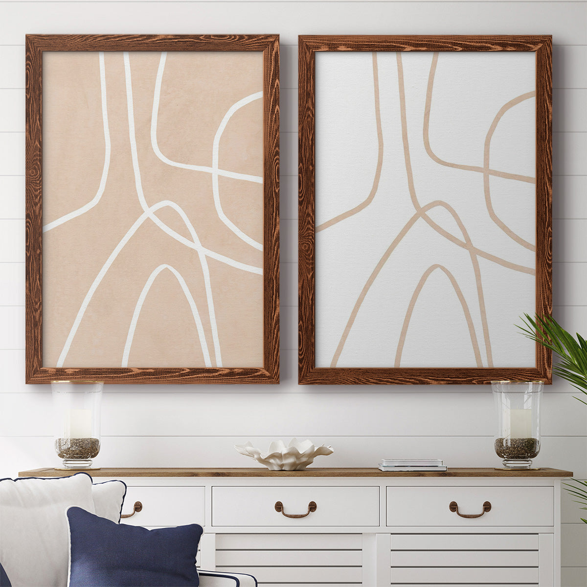 Clean Contour I - Barnwood Framed Canvas Set