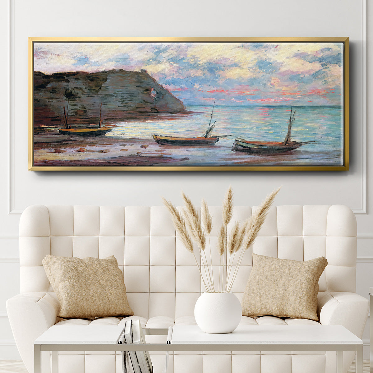 Sunset at Étretat, 1885 - Floater Framed Canvas Print