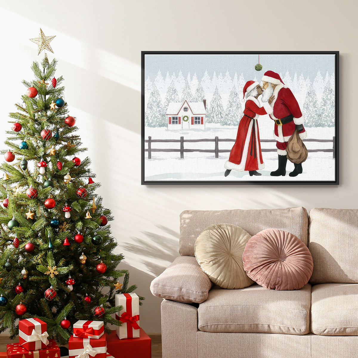 Christmas Love Collection A - Framed Gallery Wrapped Canvas in Floating Frame