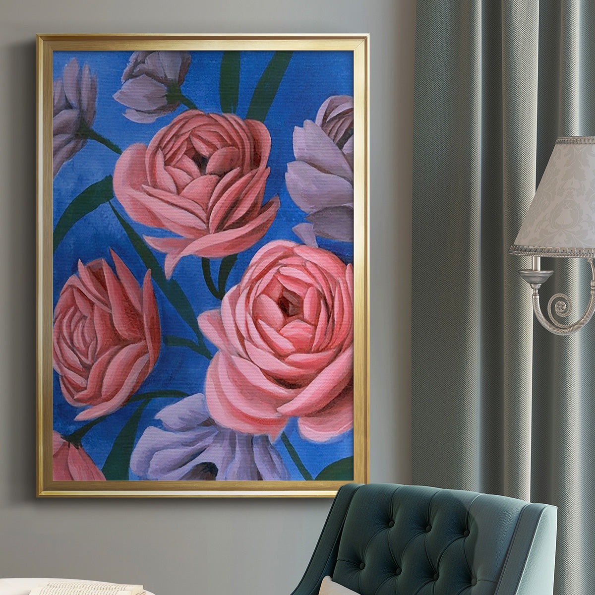 Layered Petals I - Modern Framed Canvas Print