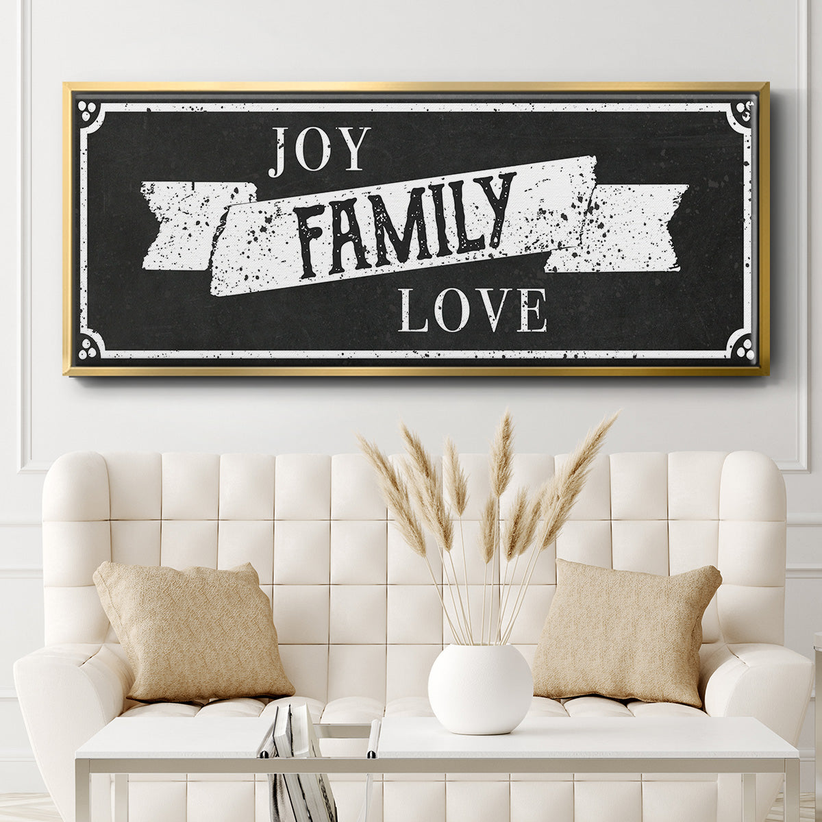 Joy Family Love - Floater Framed Canvas Print