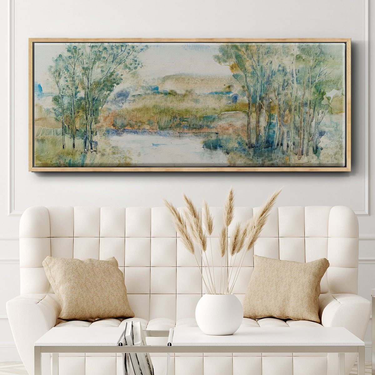 Trees on the Creek I - Floater Framed Canvas Print