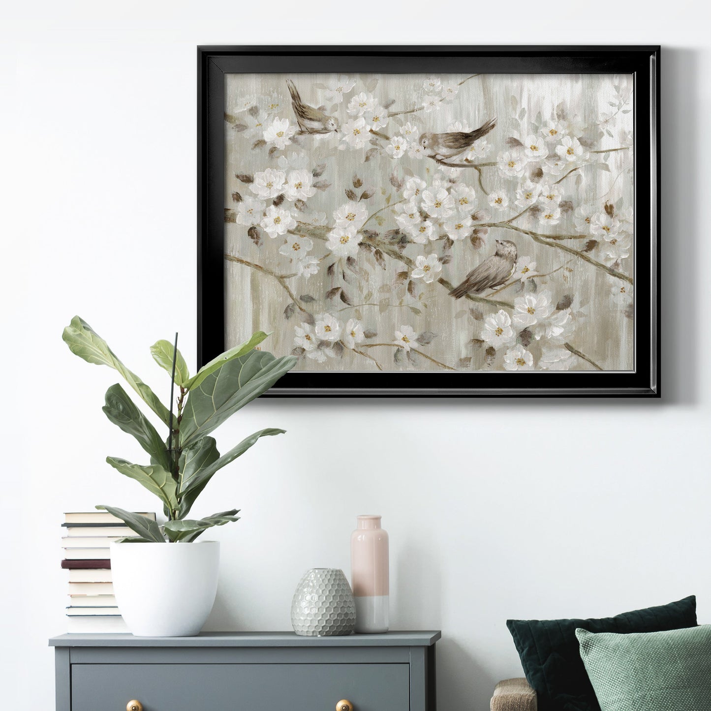 Neutral Spring Birds Premium Classic Framed Canvas - Ready to Hang