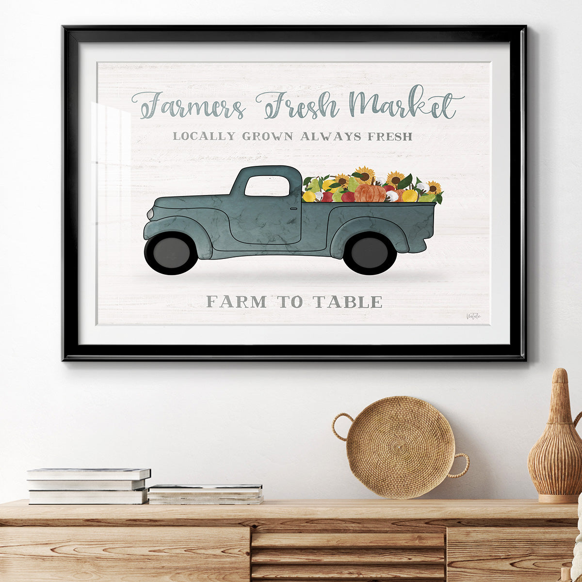 Fresh Sunflowers Truck - Modern Framed Art Print