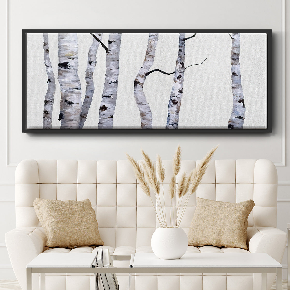Birch Trees I - Floater Framed Canvas Print