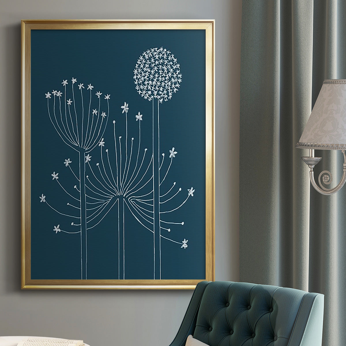 Graphic Alliums II - Modern Framed Canvas Print