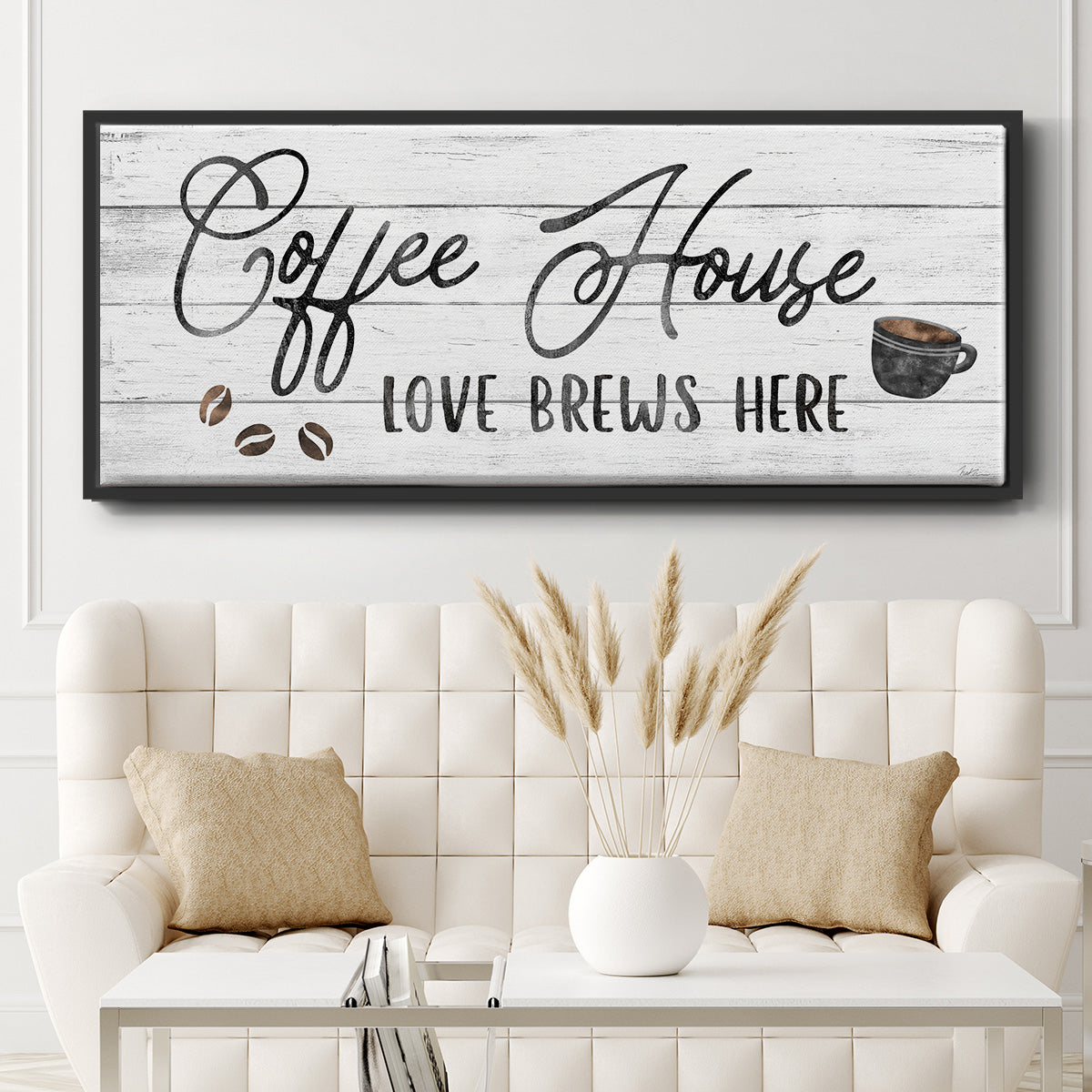 Love Brews - Floater Framed Canvas Print