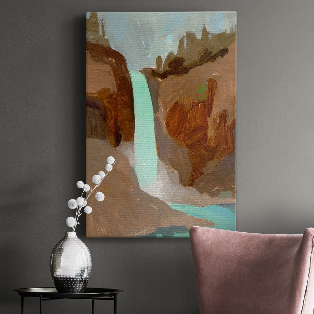 Turquoise Falls I Premium Gallery Wrapped Canvas - Ready to Hang