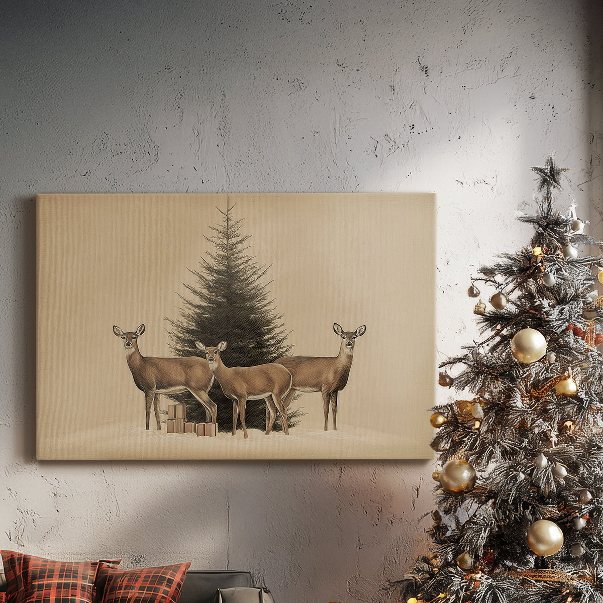 Tinsel-Gold Village at Dusk - Canvas Art Print