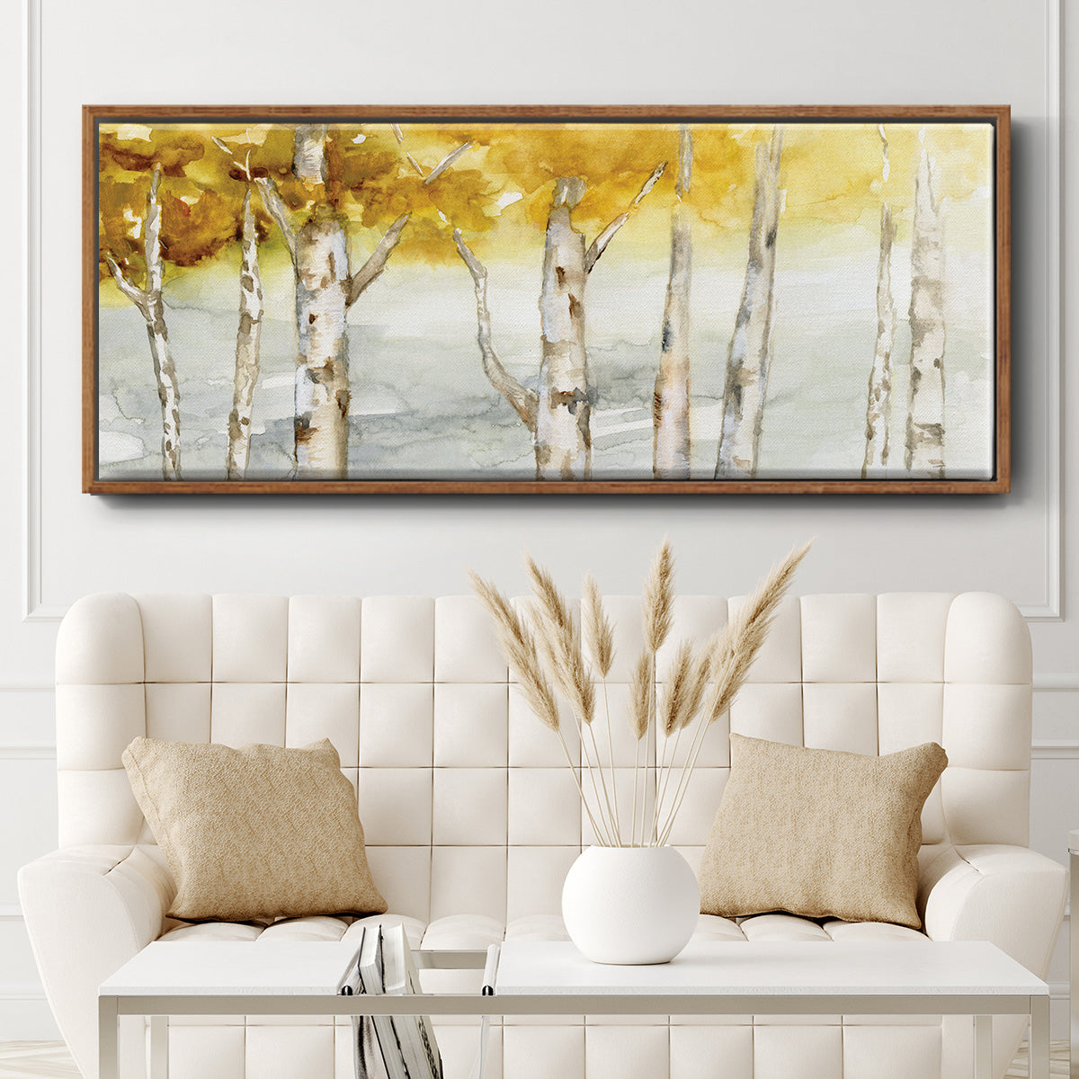 Golden Trees - Floater Framed Canvas Print