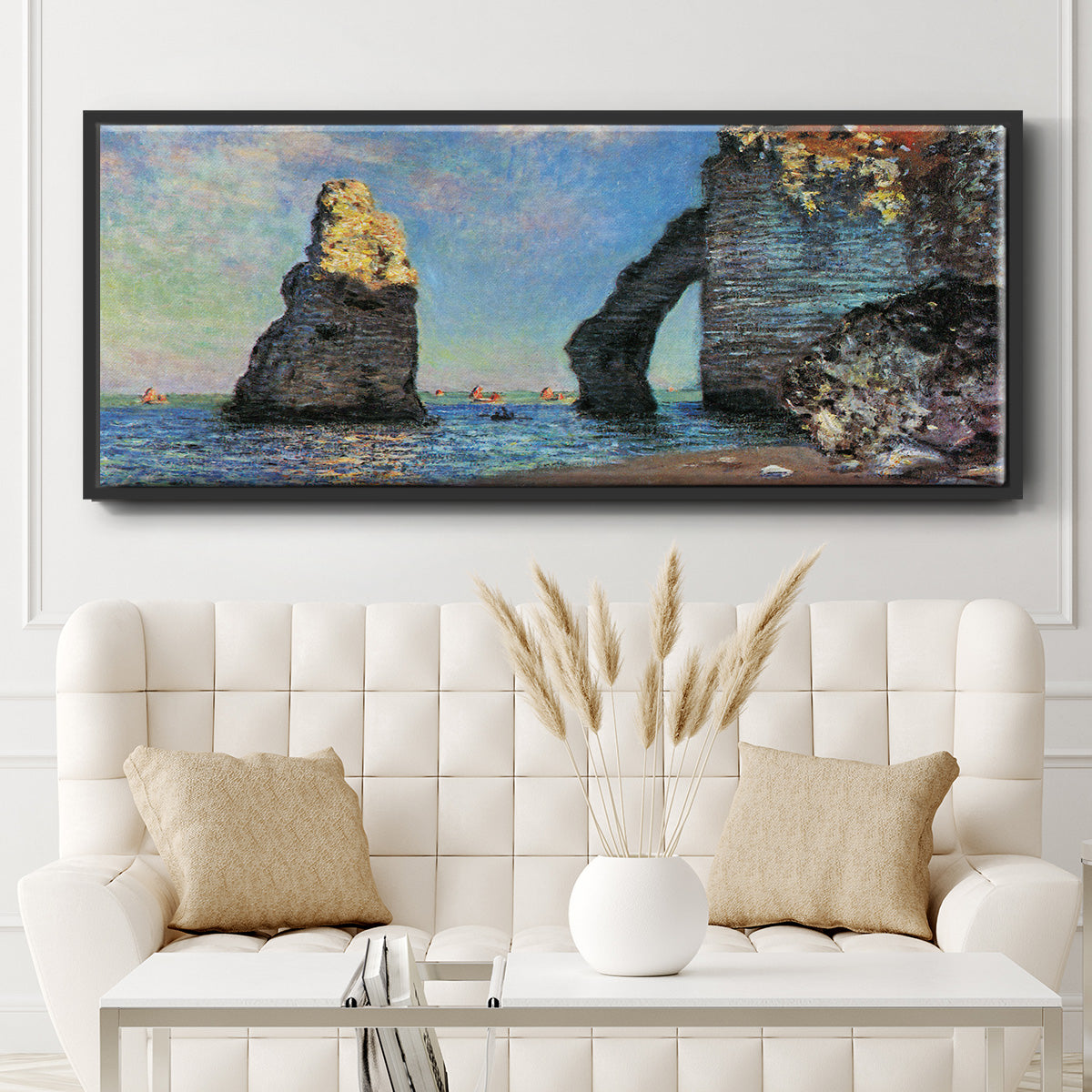 The Rocky Cliffs of Étretat - Floater Framed Canvas Print