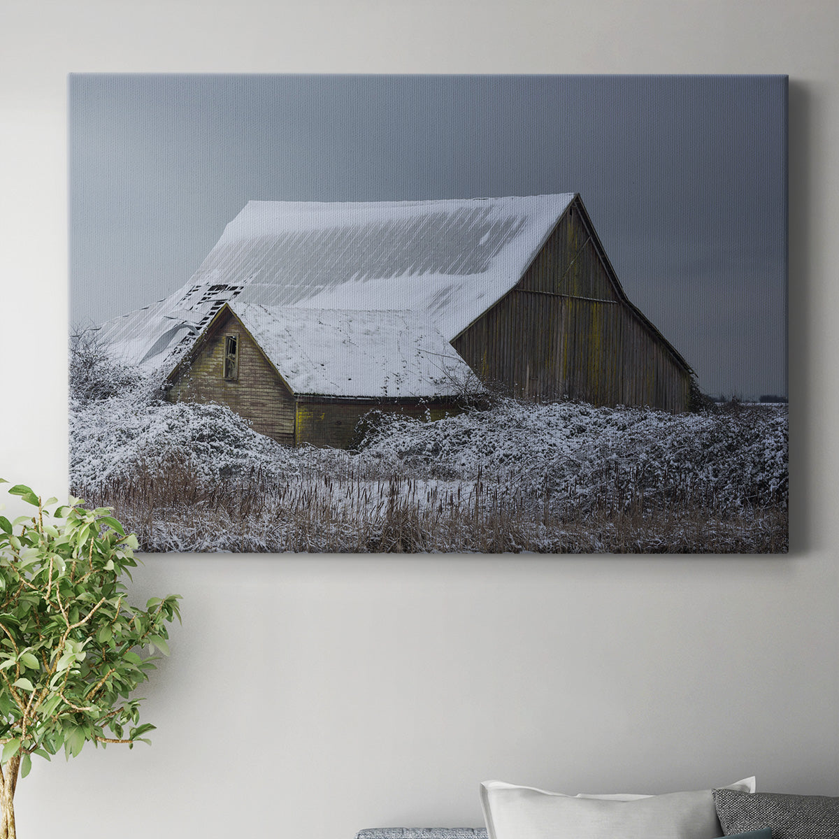 Winter Barn Premium Gallery Wrapped Canvas - Ready to Hang