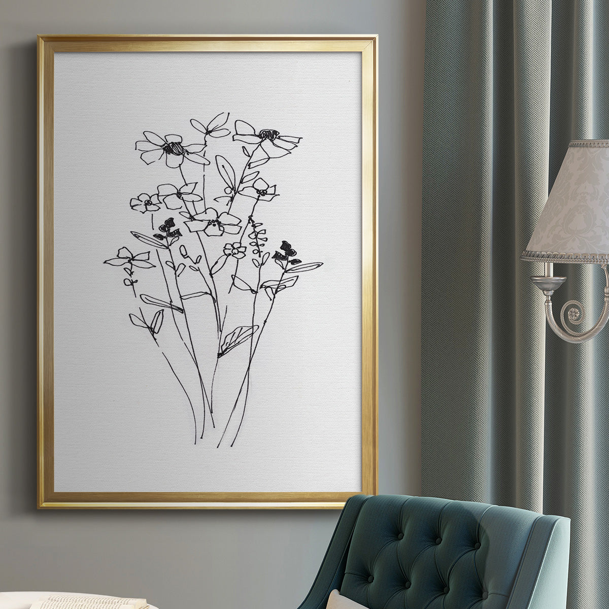 Farmhouse Plants I - Modern Framed Canvas Print