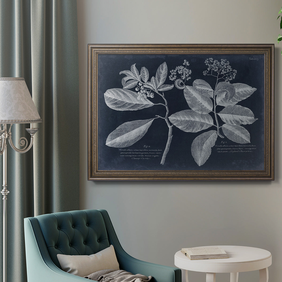 Foliage on Navy IV Premium Framed Canvas- Ready to Hang