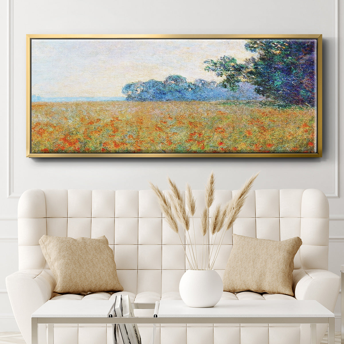 Oat and Poppy Field, 1890 - Floater Framed Canvas Print