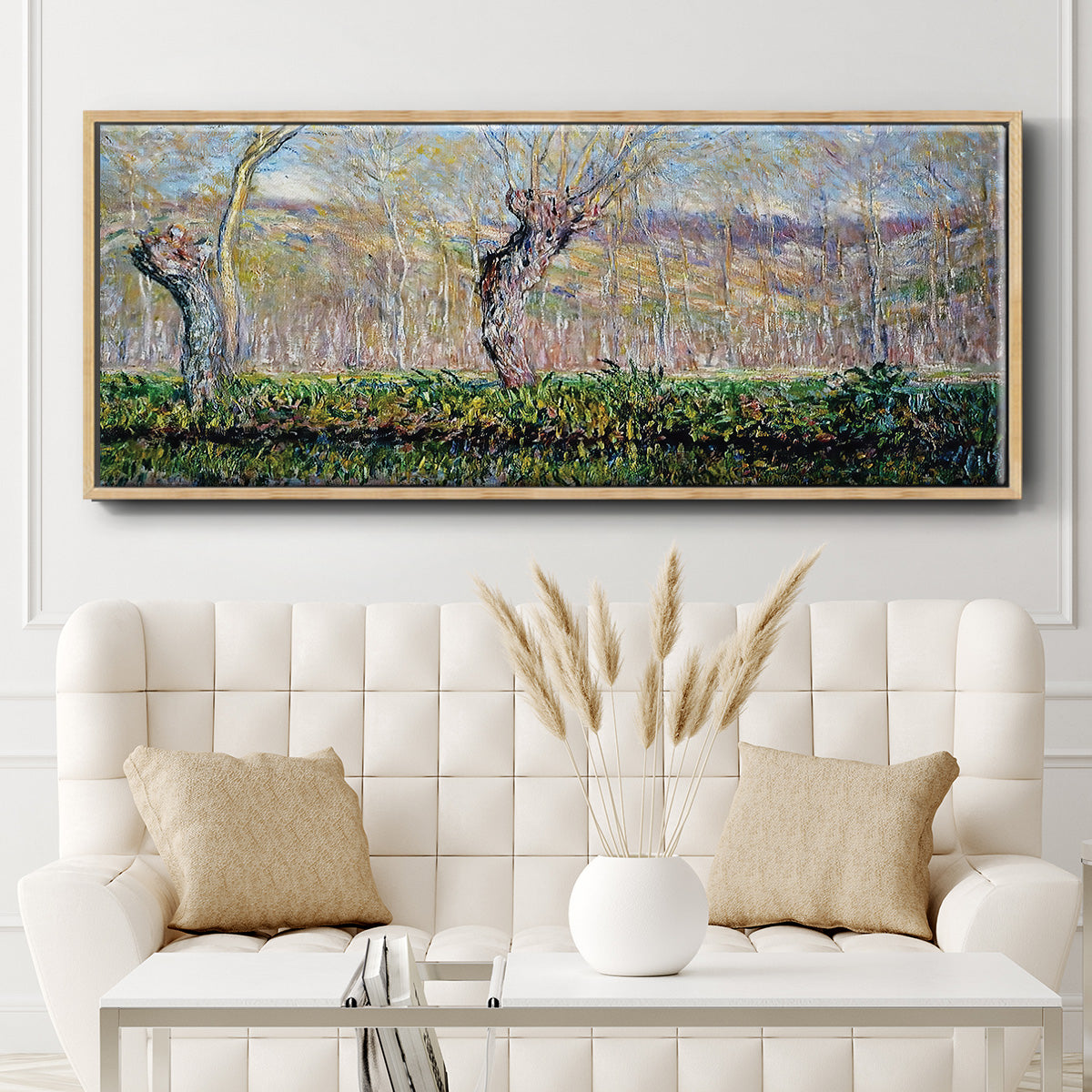 The Banks of the River Epte in Springtime, 1885 - Floater Framed Canvas Print