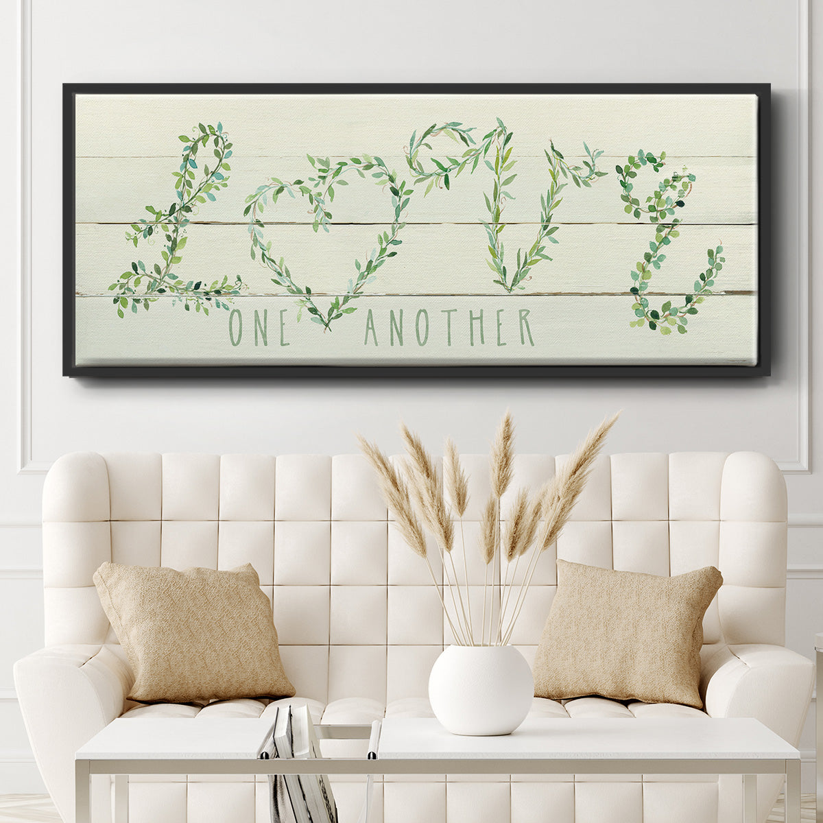 Shiplap Vines Love - Floater Framed Canvas Print