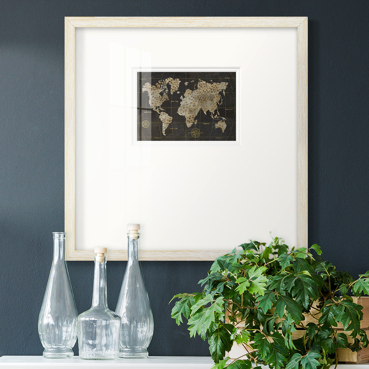 Safari World Map Premium Framed Print Double Matboard