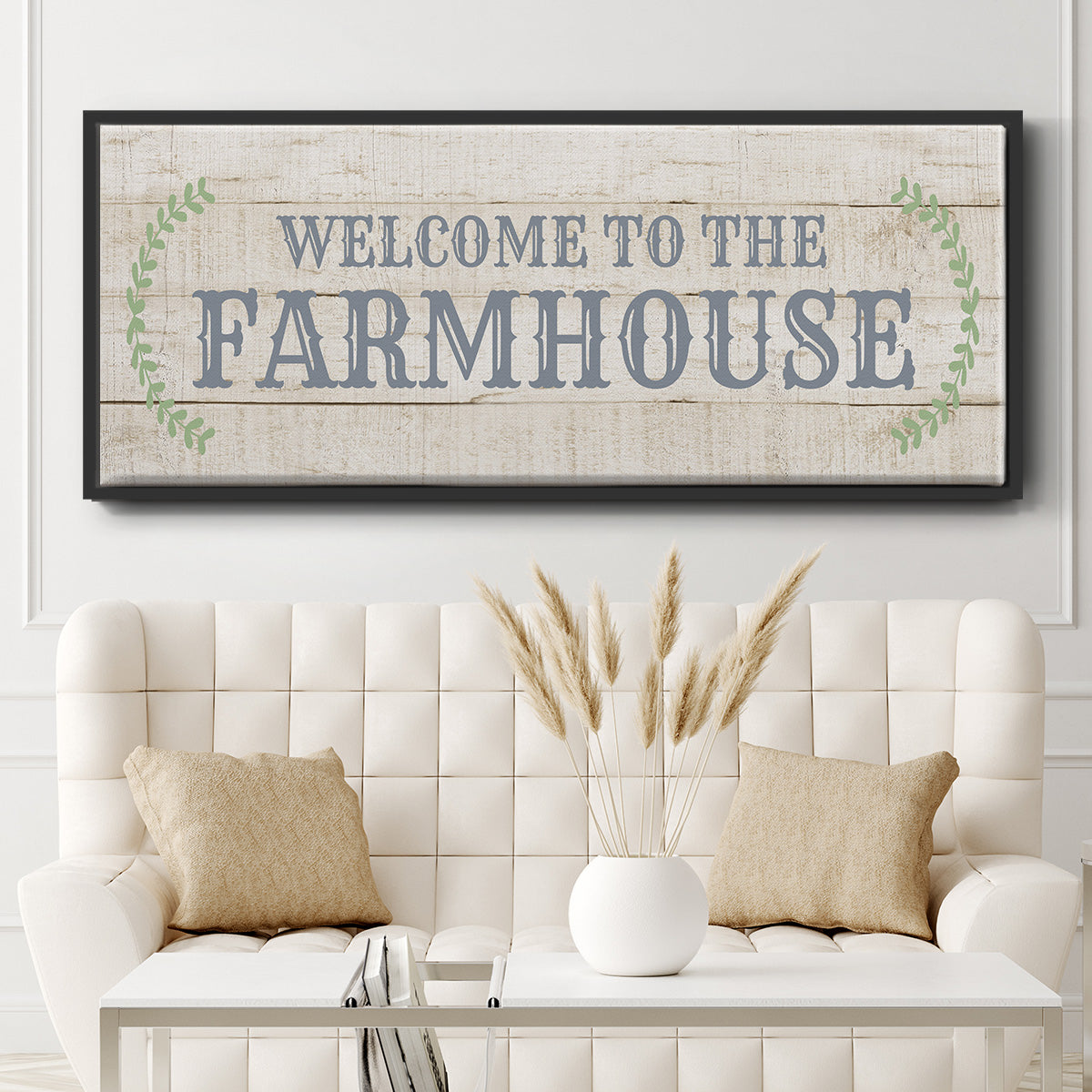 Welcome to the Farmhouse - Floater Framed Canvas Print