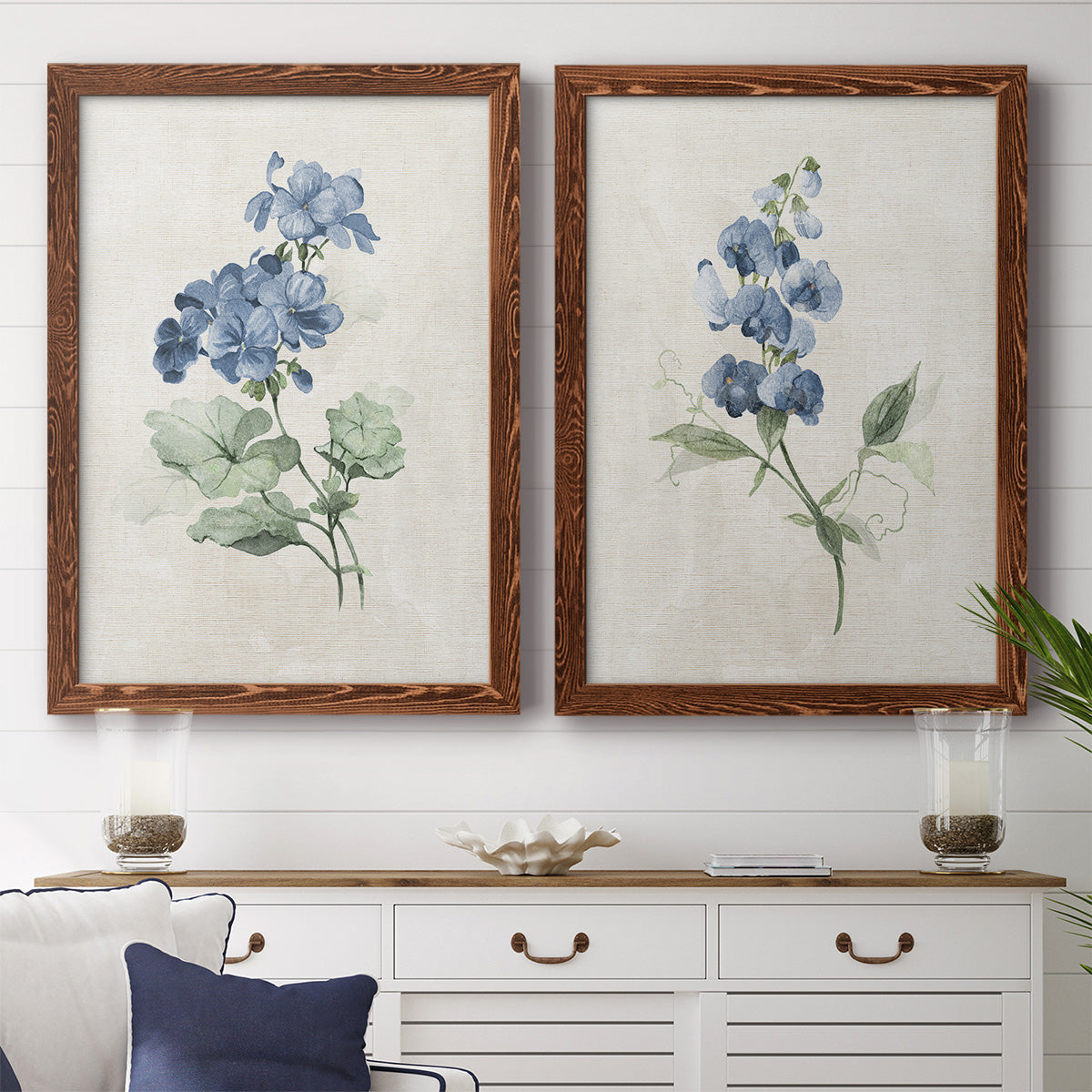 Farmhouse Periwinkle I   - Premium Framed Canvas 2 Piece Set - Ready to Hang